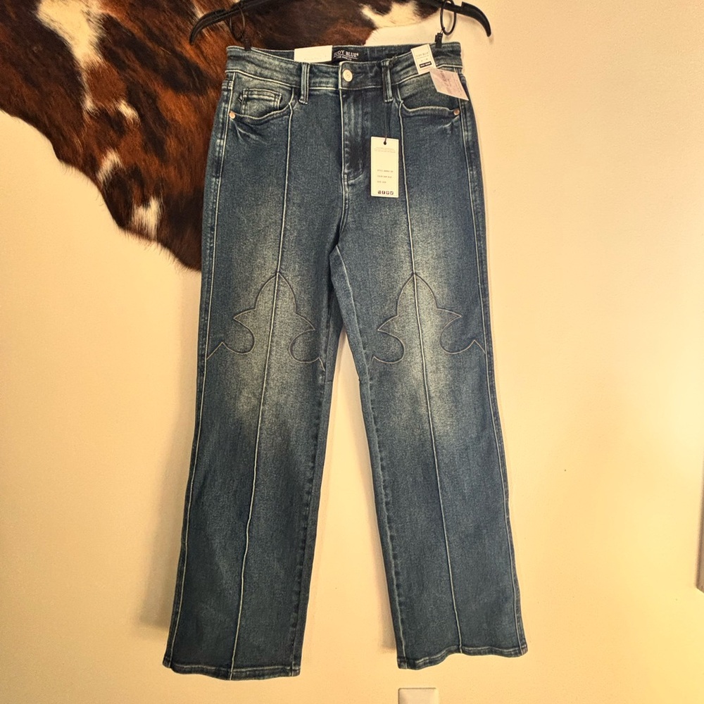 Judy Blue Dark Wash Embroidered Detail Jeans
